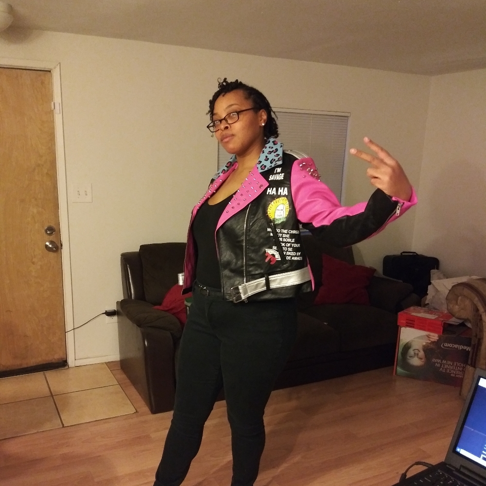 Graphic Leather Jacket - Picture 3 of 3